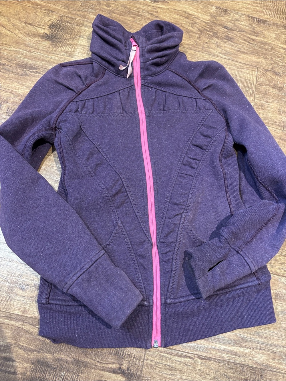 Ivivva sparkly Purple with Pink full Zip sweater